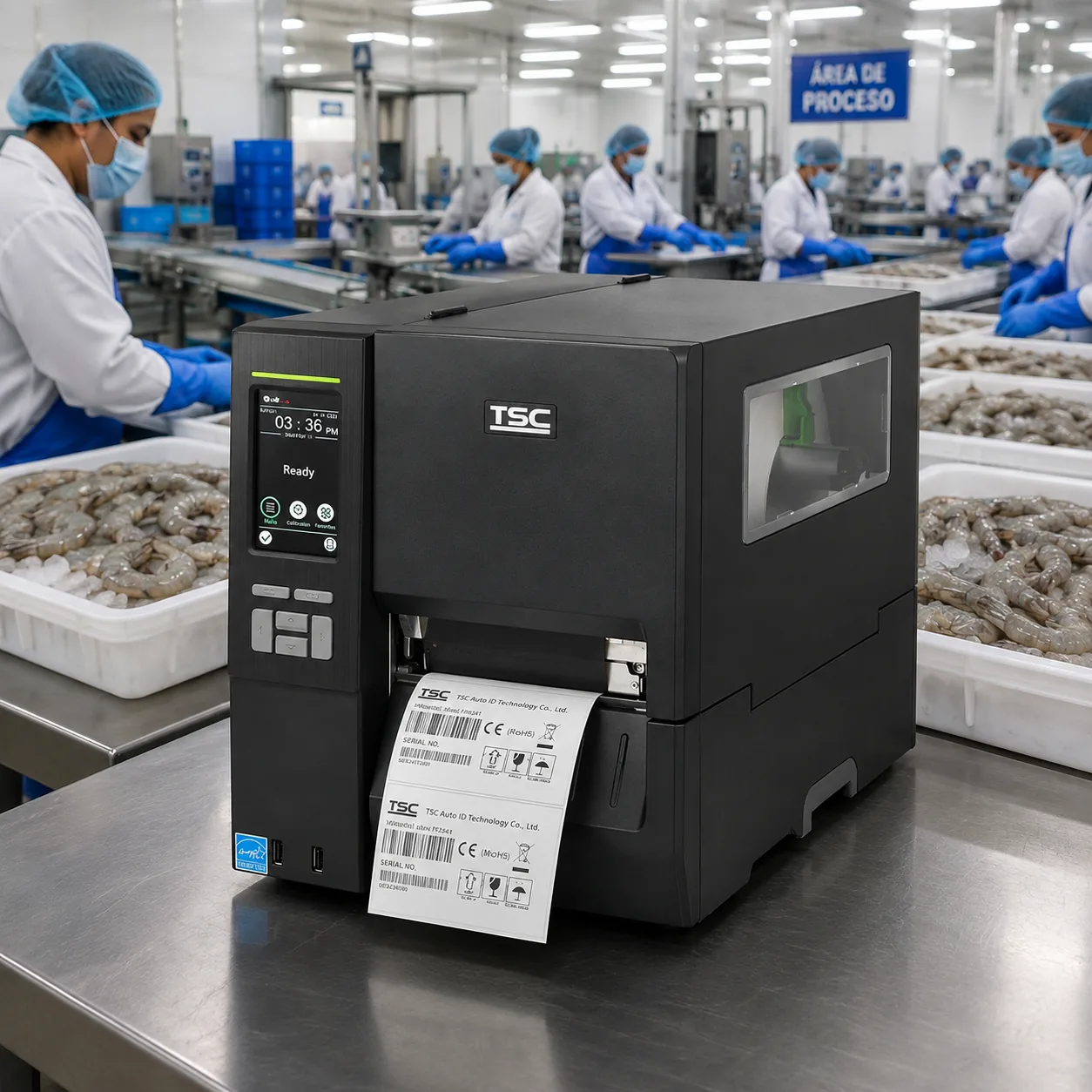 Impresora TSC MH261T en línea de envasado